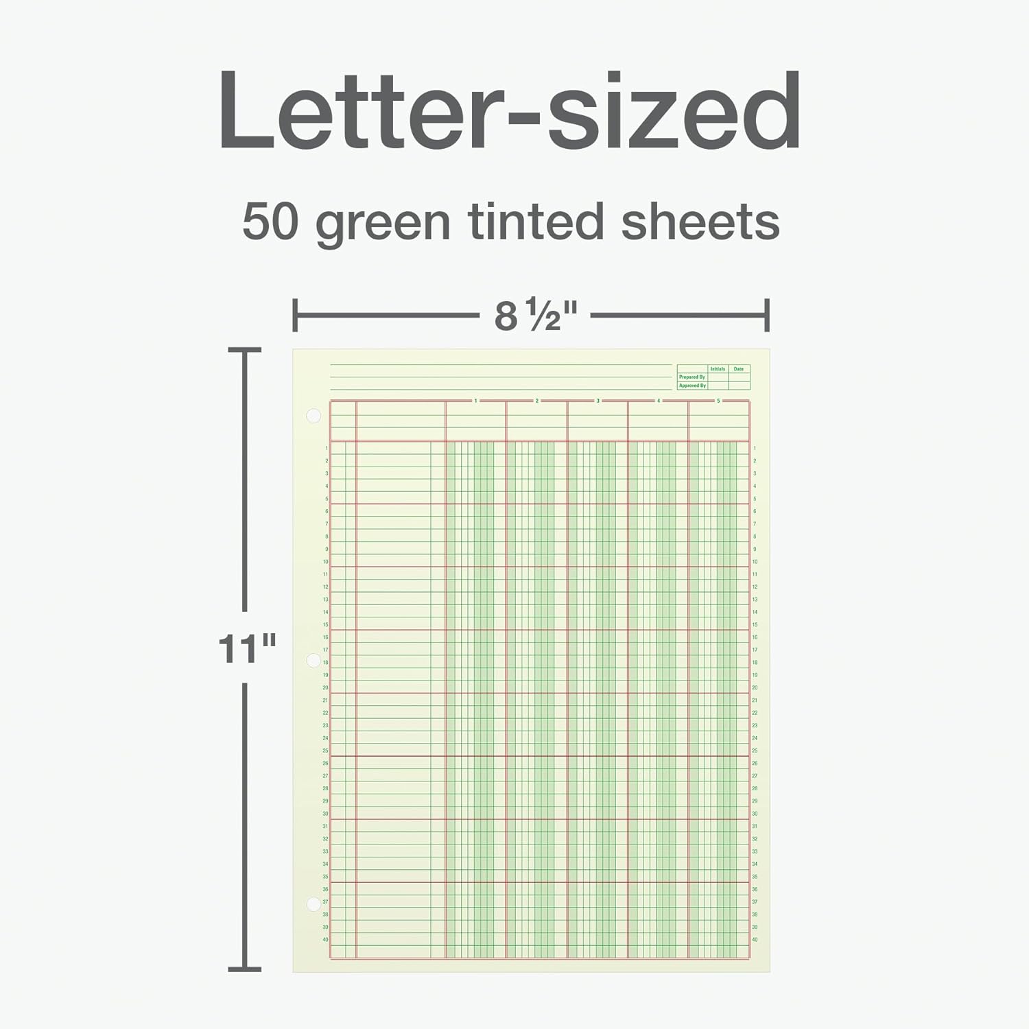 71fvbJN3RtL. AC SL1500 Adams Columnar Analysis Pad, 5 Column Ledger, 8.5" x 11", 100 Pages (50 Sheets), Green, 3 Hole Punch, for Accounting, Bookkeeping & Data (ACP85115) Edu Expertise Hub Accounting