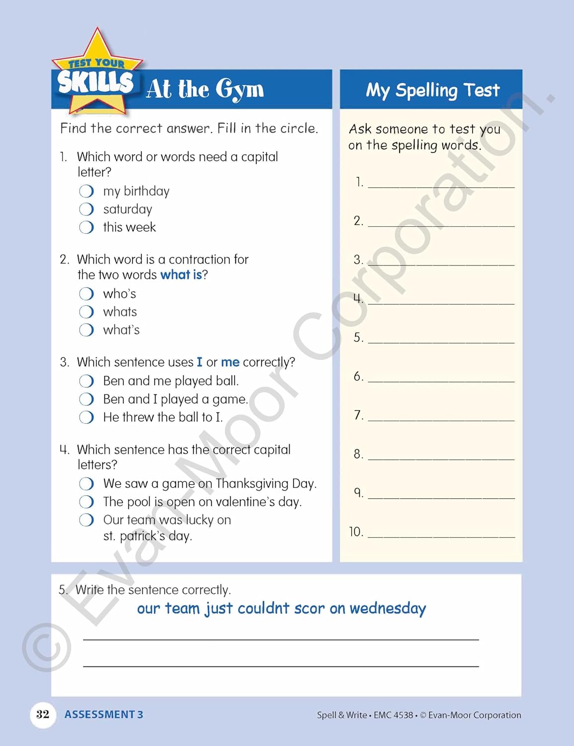 71gws2+uOyL. SL1500 Evan-Moor Skill Sharpeners Spell and Write Workbook, Grade 2, 120 Spelling Words, Test Prep, Word Families, Short Vowels, Grammar, Punctuation, Creative Writing, Vocabulary, Activities, Homeschool Edu Expertise Hub Skills