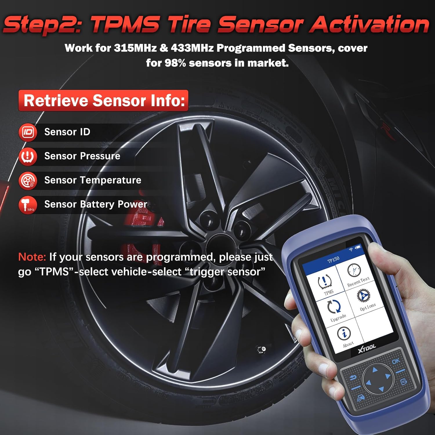71manBj4KXL. AC SL1500 XTOOL TP150 TPMS Programming Tool, 2025 TPMS Relearn Tool, Activate/Relearn All Known TPMS Sensors, Program XTOOL TS100 Sensors (315/ 433MHz), TPMS Reset/Diagnosis Edu Expertise Hub Programming