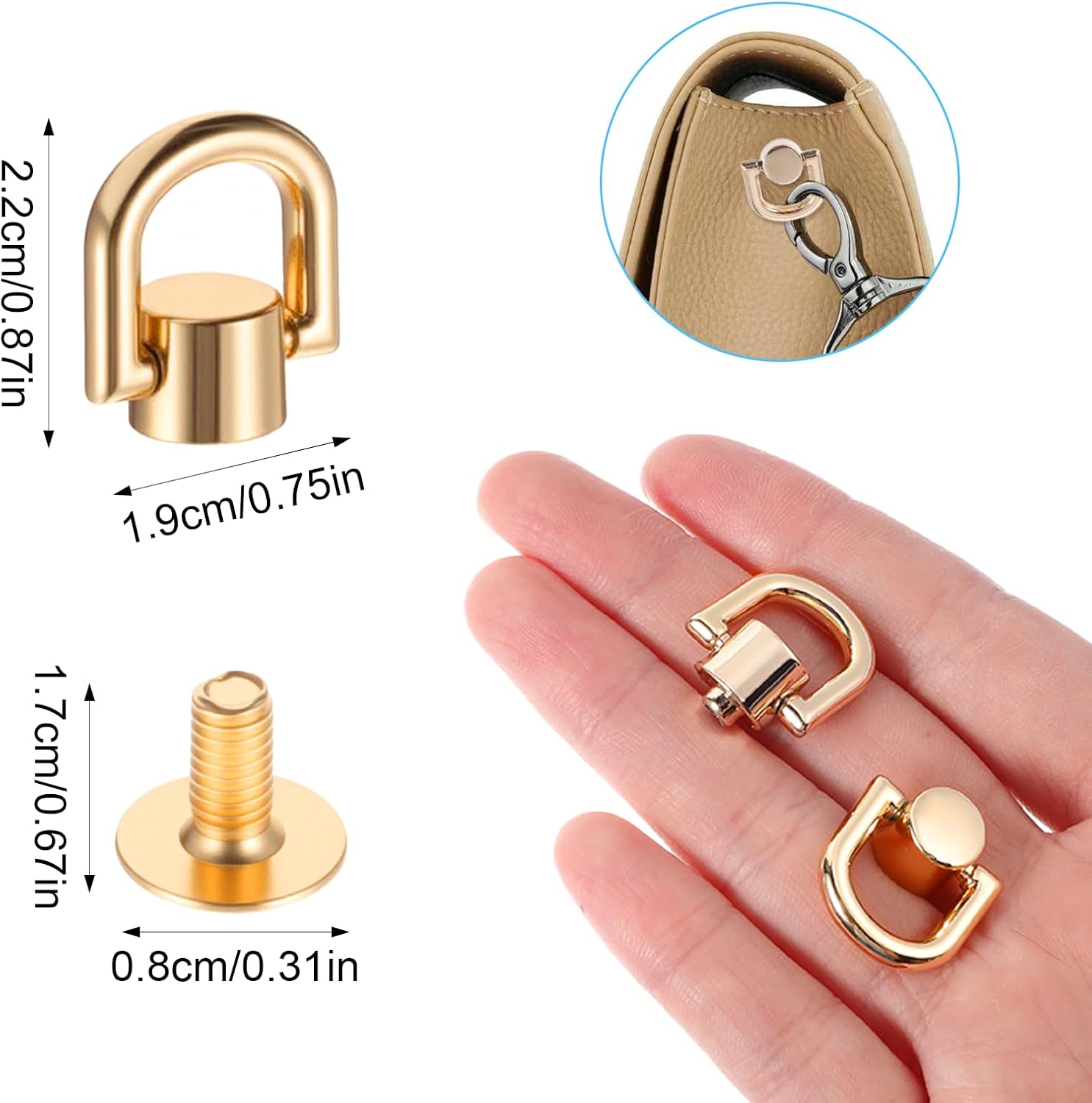 71w2AljAbuL. AC SL1500 Hpmjz 6 Pcs D Ring Stud Screw Ball Head Buttons Gold Heavy Duty Leather Rivets Button Stud Screw Ball Post Head Buttons 360 Degree Rotatable D Rings for Purse Bag Hardware DIY Leathercraft Edu Expertise Hub Hardware & DIY