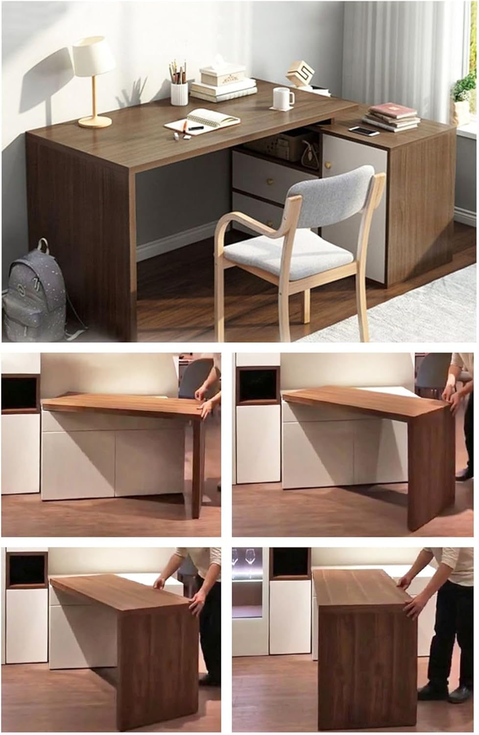 71zvnKfz4aL. AC SL1500 HOWHY 90° Rotating Table Hinges, Hardware for DIY Assembly of L-Shaped Cabinets and Tables ，Table Extension, Multifunctional Folding Table Connect Hinges (Opens Left), blakc Edu Expertise Hub Hardware & DIY