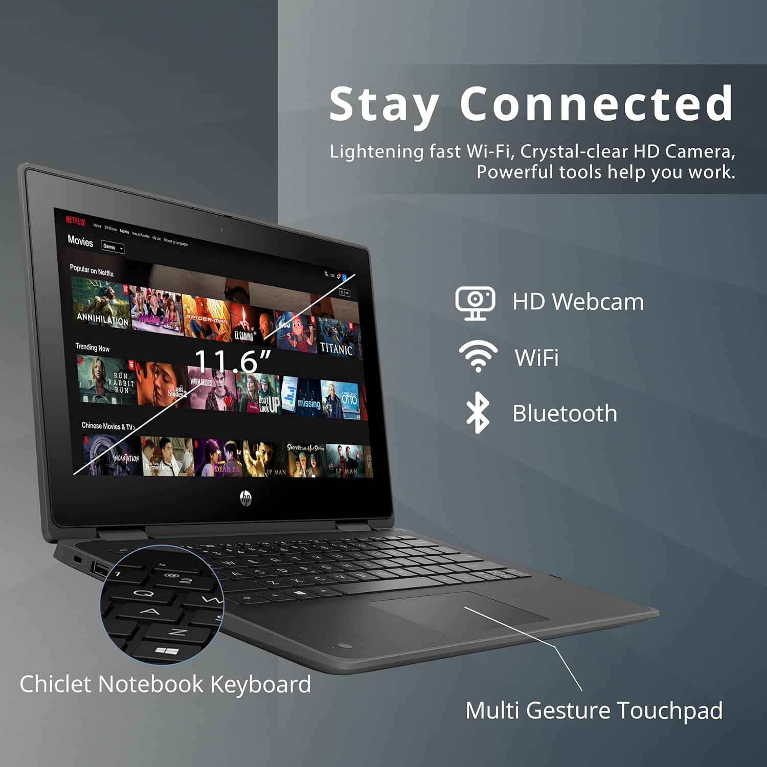 81 3yQvulML. AC SL1500 HP Probook x360 11 G5 EE 11.6'' HD 2-in-1 Touchscreen Laptop, Intel Celeron N4020, 4GB RAM, 192GB Storage(64GB eMMC+128GB USB), Intel UHD Graphics, HD Webcam, Wi-Fi, Bluetooth, Gray, Win 10 Pro Edu Expertise Hub Web Development & Design laptops desktops