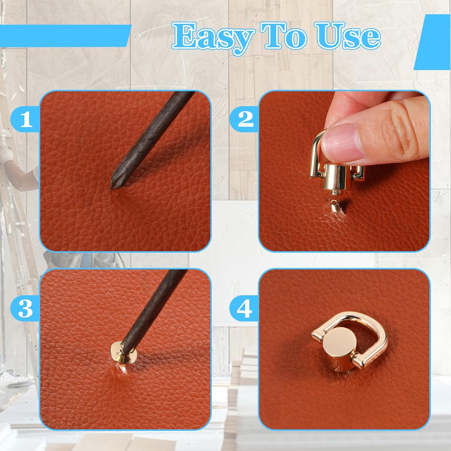 81OM1YYYyOL. AC SL1500 Hpmjz 6 Pcs D Ring Stud Screw Ball Head Buttons Gold Heavy Duty Leather Rivets Button Stud Screw Ball Post Head Buttons 360 Degree Rotatable D Rings for Purse Bag Hardware DIY Leathercraft Edu Expertise Hub Hardware & DIY