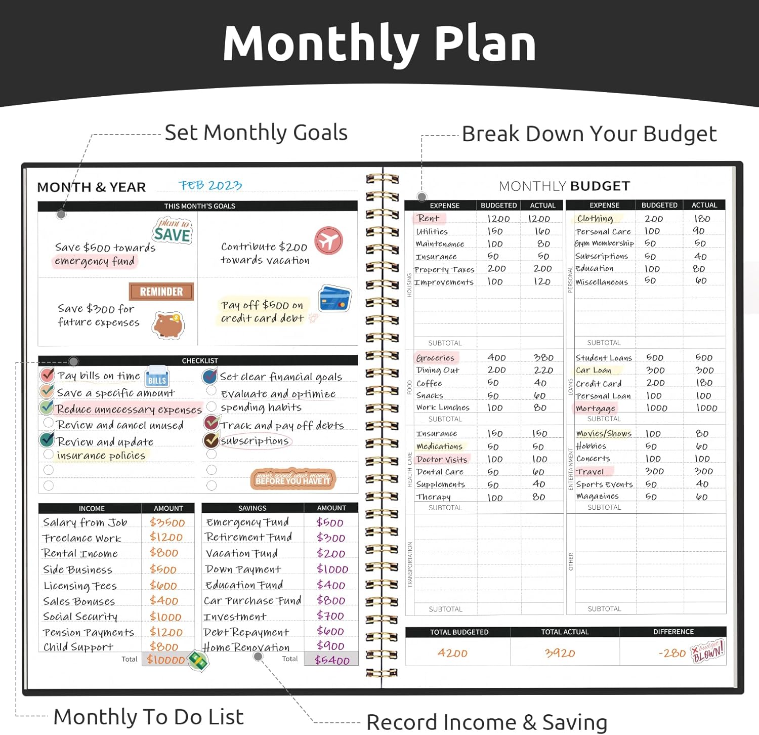 81XoVPFT9aL. AC SL1500 Budget Planner - Monthly Budget Book with Expense Tracker Notebook, Undated Bill Organizer & Finance Planner to Take Control of Your Money, 2025-2026 Account Book to Manage Your Finances-Black Edu Expertise Hub Finance
