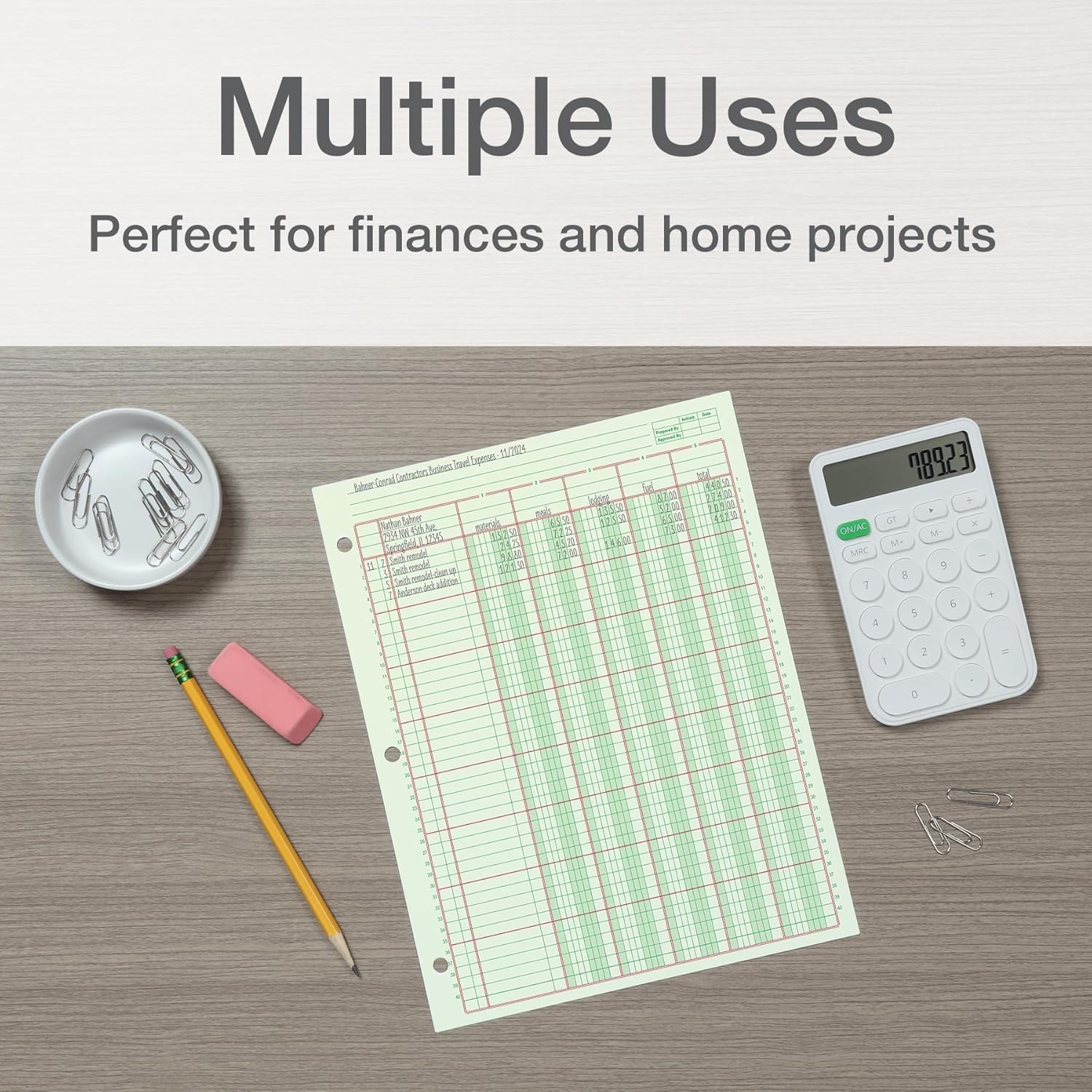 81ZNZ6er97L. AC SL1500 Adams Columnar Analysis Pad, 5 Column Ledger, 8.5" x 11", 100 Pages (50 Sheets), Green, 3 Hole Punch, for Accounting, Bookkeeping & Data (ACP85115) Edu Expertise Hub Accounting