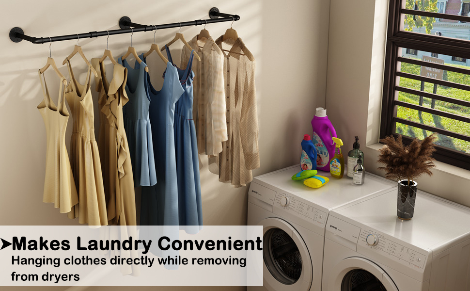 industrial pipe clothing rack wall mounted hanging clothes rack garment mount clothing rack bar rod