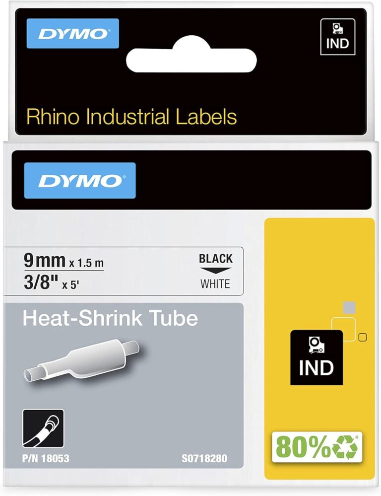 1764763879 71pw6wto7VS. AC SL1500 DYMO Rhino Industrial Heat-Shrink Labels 3/8" Tube Black Print on White Edu Expertise Hub Industries